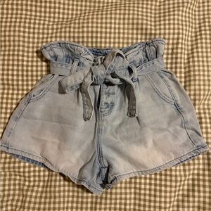 American Eagle Paperbag Tie-Waist Denim Shorts